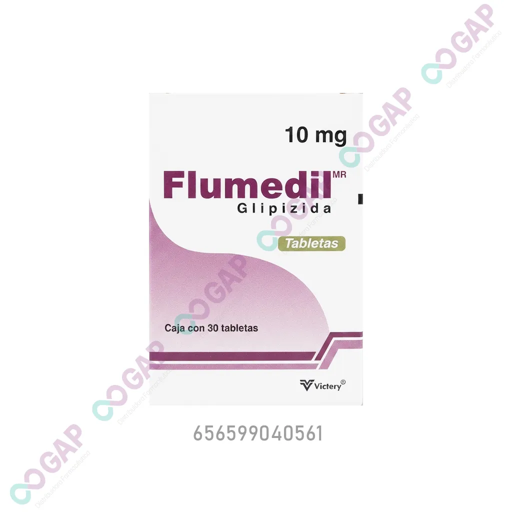 GE GLIPIZIDA FLUMEDIL 10 MG 30 TABLETAS