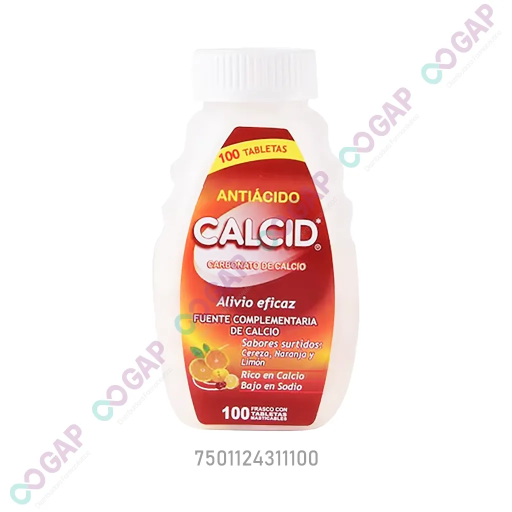 CALCID ANTIACIDO FCO 100 TABLETAS MASTICABLES SABORES SURTIDOS