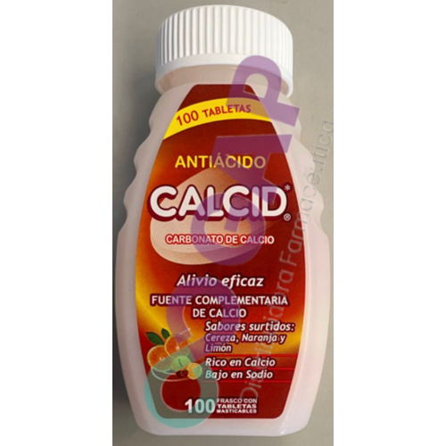 CALCID ANTIACIDO FCO 100 TABLETAS MASTICABLES SABORES SURTIDOS
