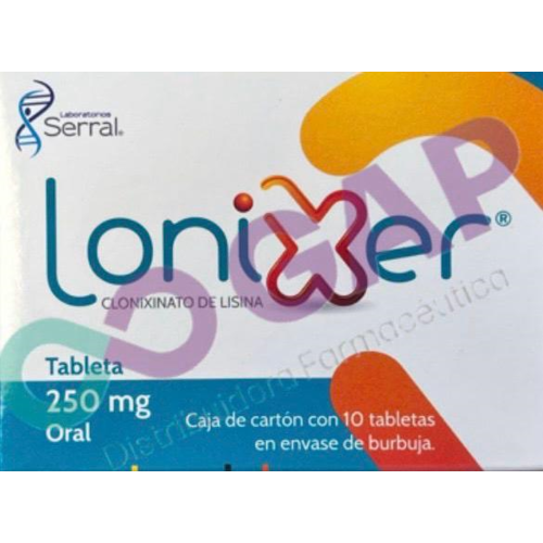 GE CLONIXINATO DE LISINA LONIXER 250 MG 10 TABLETAS