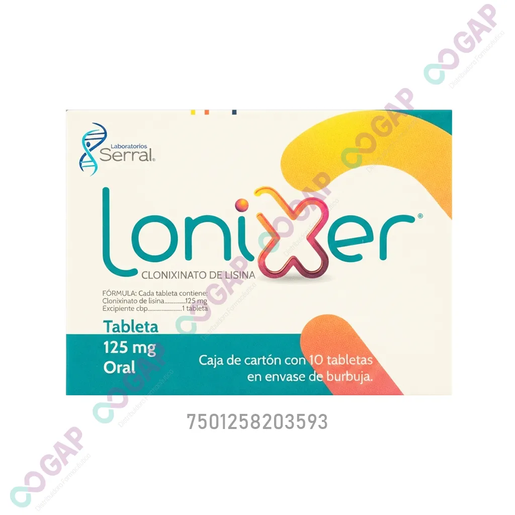 GE CLONIXINATO DE LISINA LONIXER 125 MG 10 TABLETAS