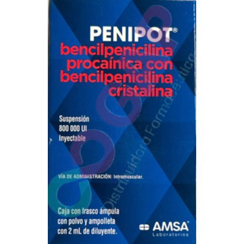 GE BENCIL PROCAINA/BENCIL CRISTALINA PENIPOT SOL INY 800,000UI FCO 2ML