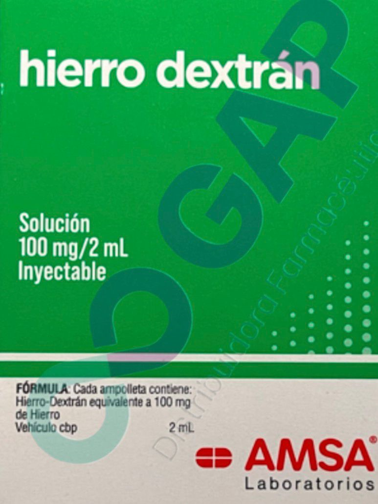 GE HIERRO DEXTRAN SOLUCION INYECTABLE 100MG/2ML 3 AMPOLLETAS