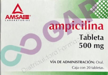 GE AMPICILINA AMSA 500 MG 20 TABLETAS
