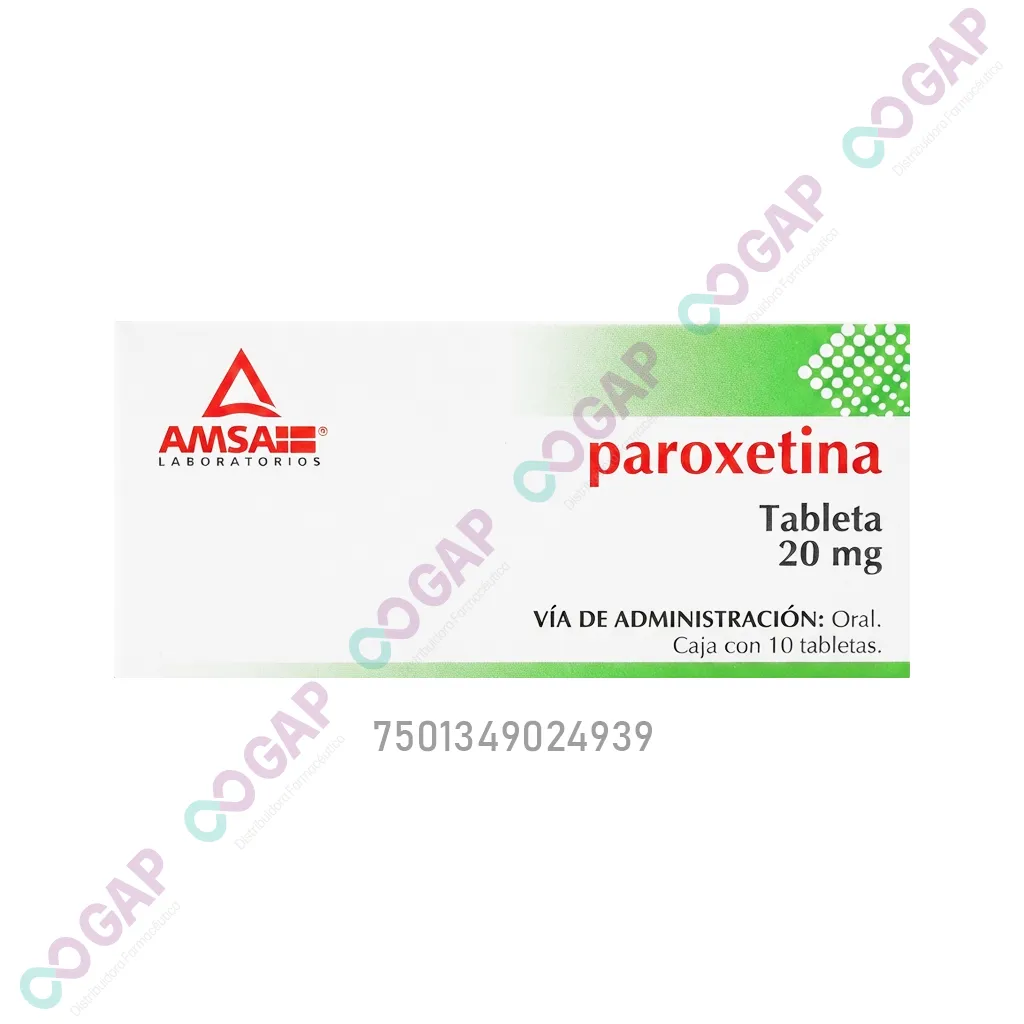 GE PAROXETINA AMSA 20MG 10 TABLETAS