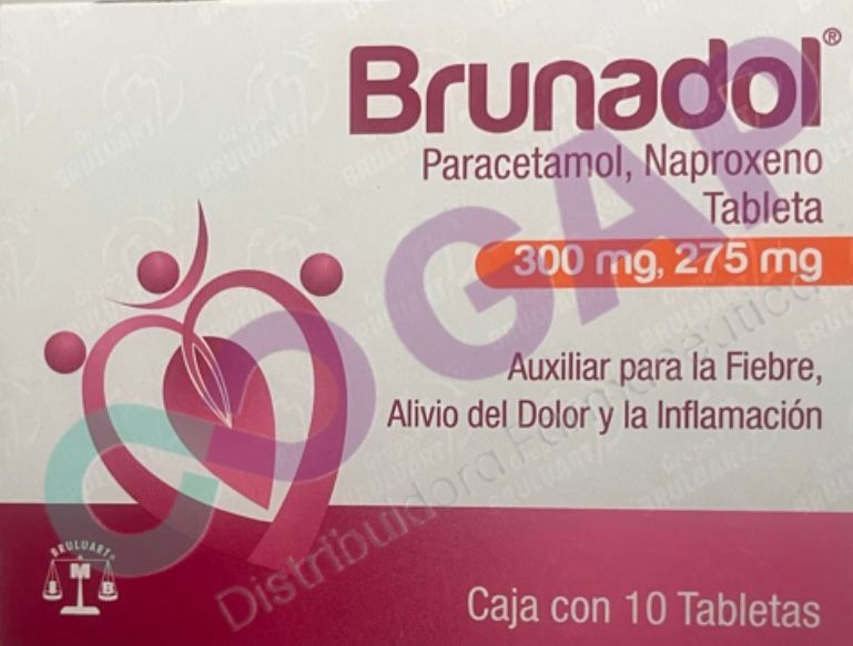 GE PARACETAMOL/NAPROXENO 300/275 MG C/10 TAB BRUNADOL