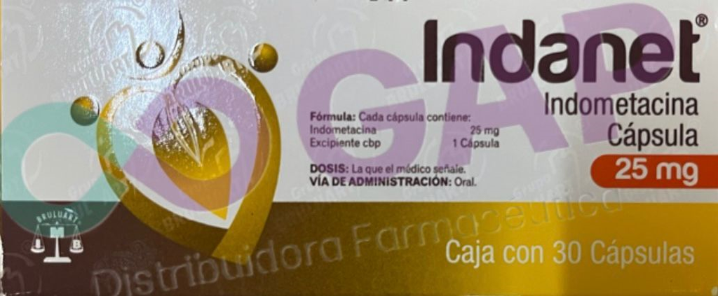 GE INDOMETACINA INDANET 25 MG 30 CAPSULAS