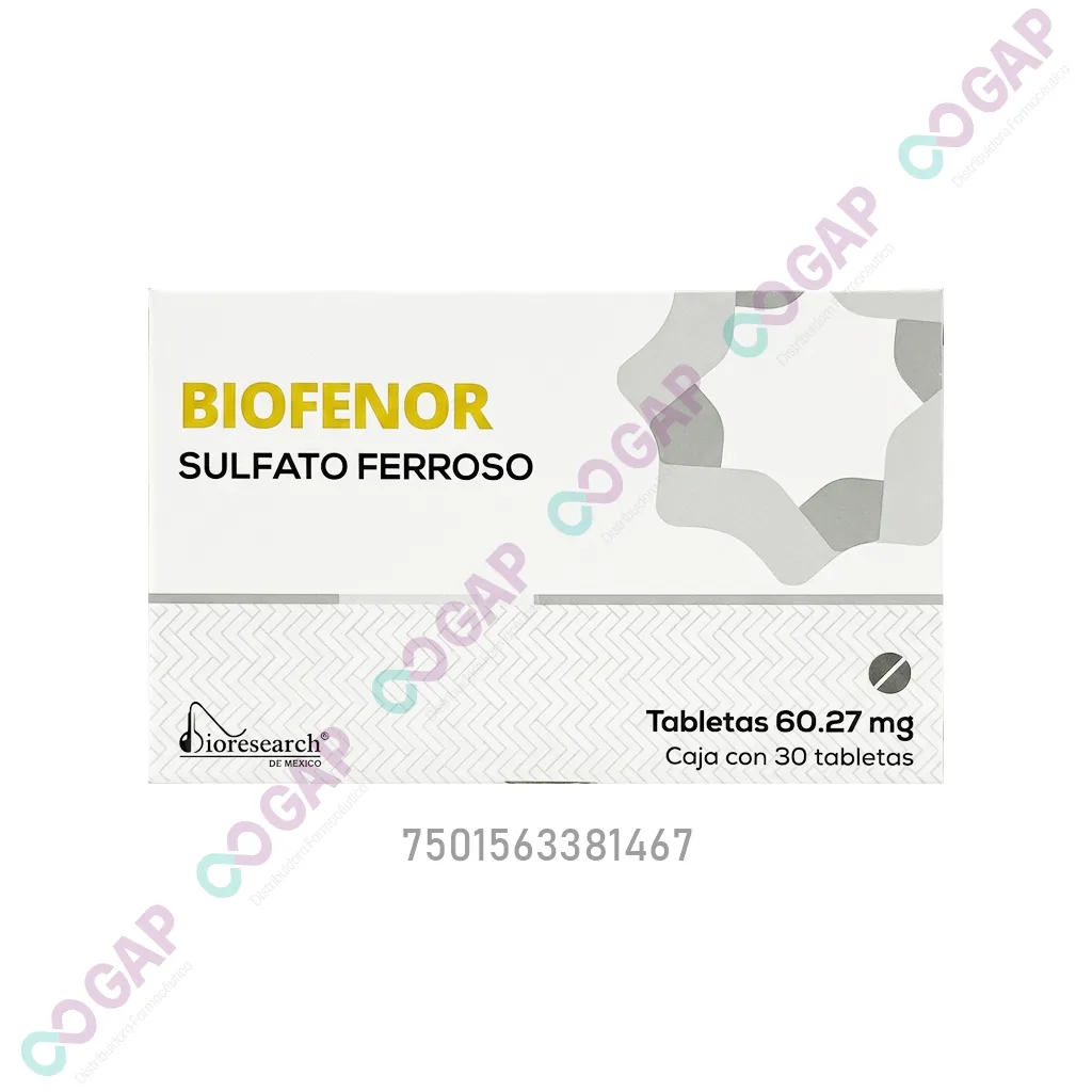 GE SULFATO FERROSO 60.27 MG C/30 TAB BIOFENOR