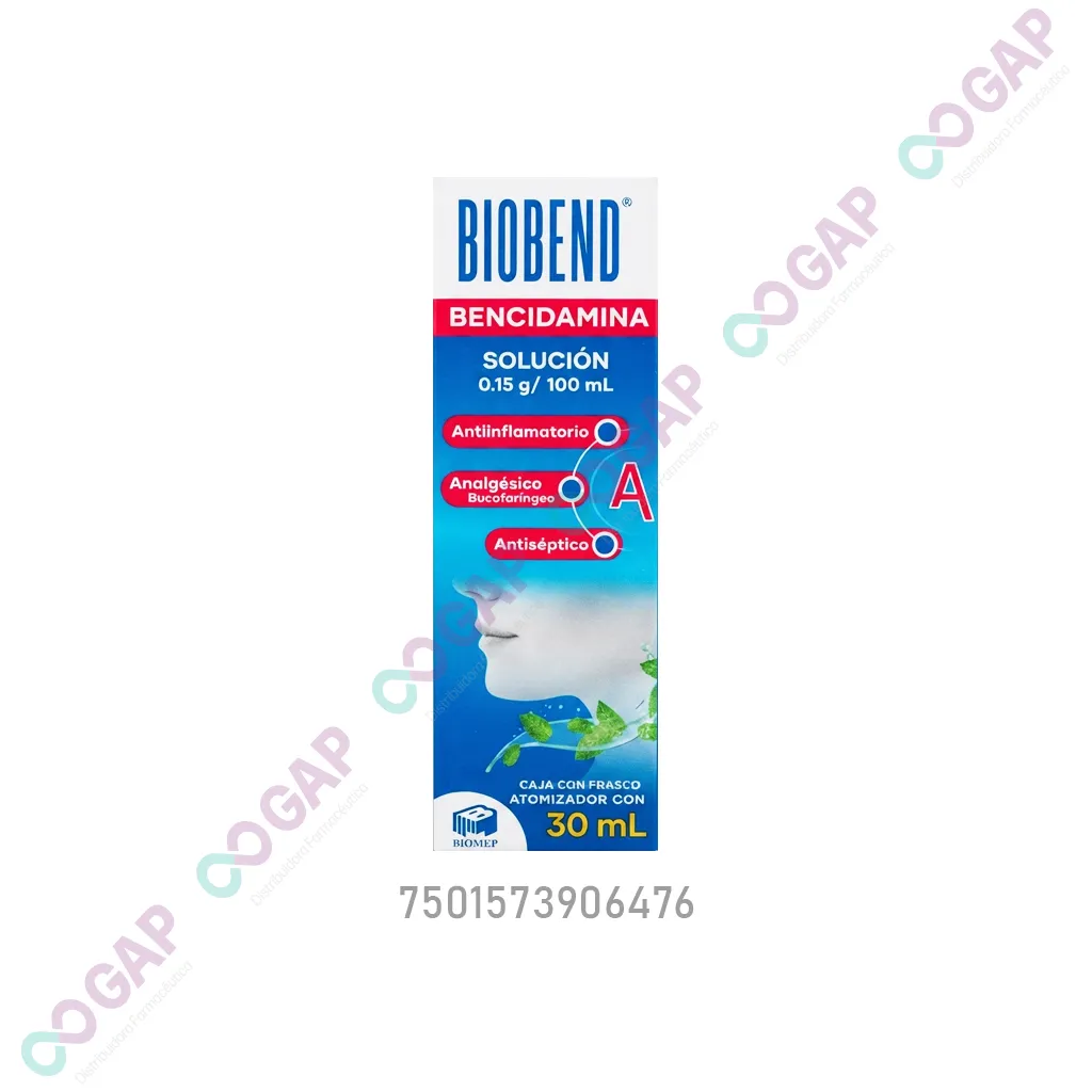 GE BENCIDAMINA BIOBEND SOLUCION 0.15G/100ML FCO ATOMIZ 30 ML