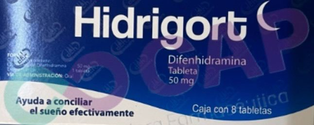 GE DIFENHIDRAMINA HIDRIGORT 50 MG 8 TABLETAS
