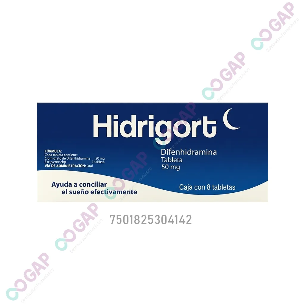 GE DIFENHIDRAMINA HIDRIGORT 50 MG 8 TABLETAS