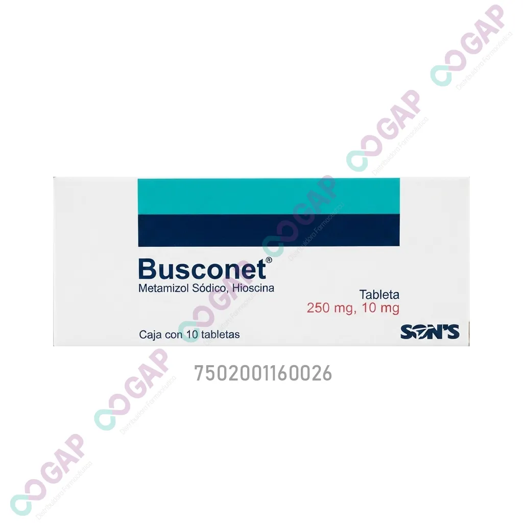 GE BUTILHIOS/METAMIZOL BUSCONET 250/10 MG 10 TABLETAS