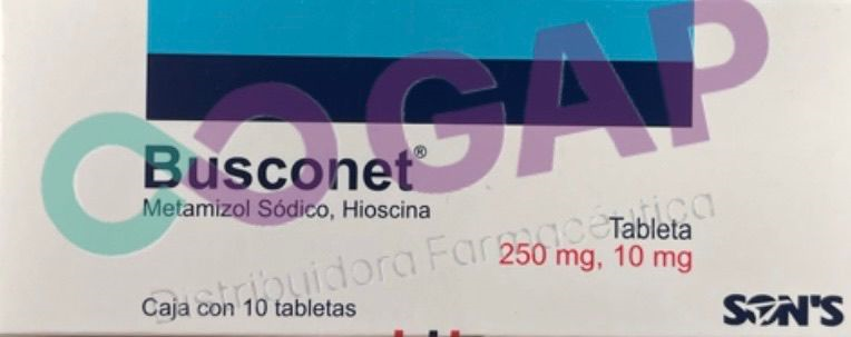 GE BUTILHIOS/METAMIZOL BUSCONET 250/10 MG 10 TABLETAS