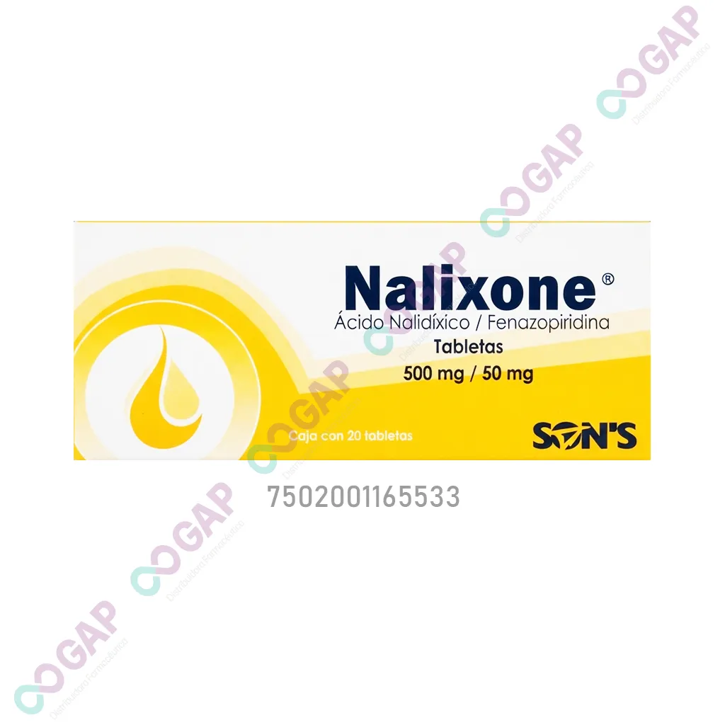 GE ACIDO NALIDIXICO/FENAZOPI NALIXONE 500/50MG 20 TABLETAS