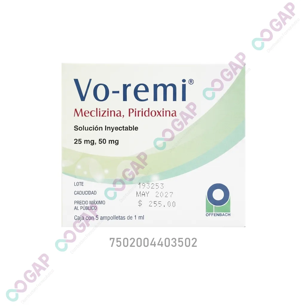 GE MECLIZINA/PIRIDOXINA VO-REMI SOL INY 5 AMP