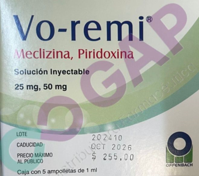 GE MECLIZINA/PIRIDOXINA VO-REMI SOL INY 5 AMP