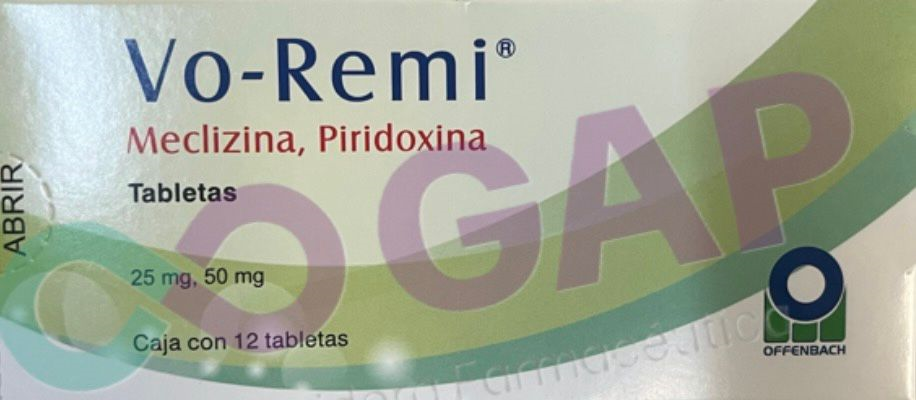 GE MECLIZINA/PIRIDOXINA VO-REMI 12 TABLETAS