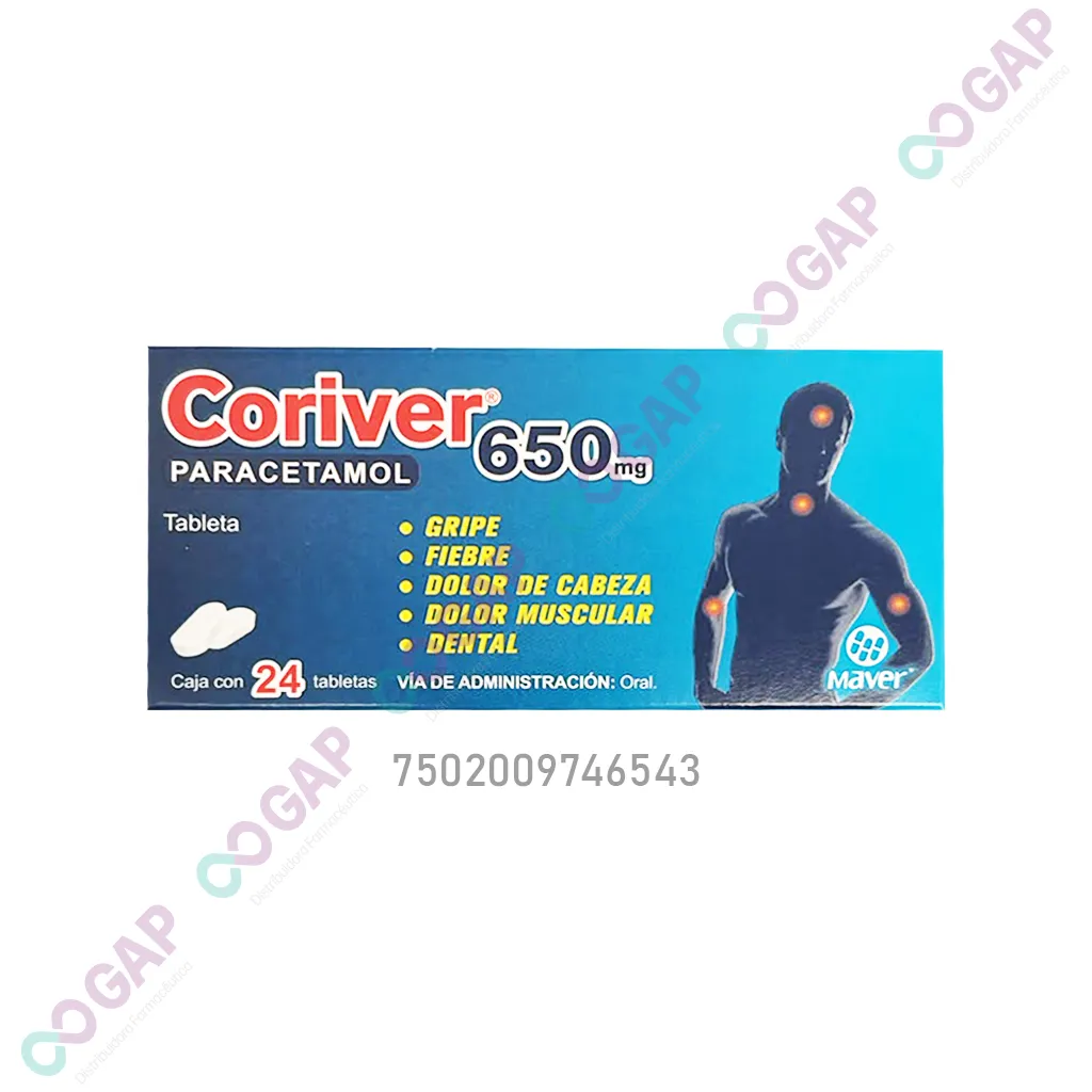 GE PARACETAMOL 650 MG C/24 TABS CORIVER