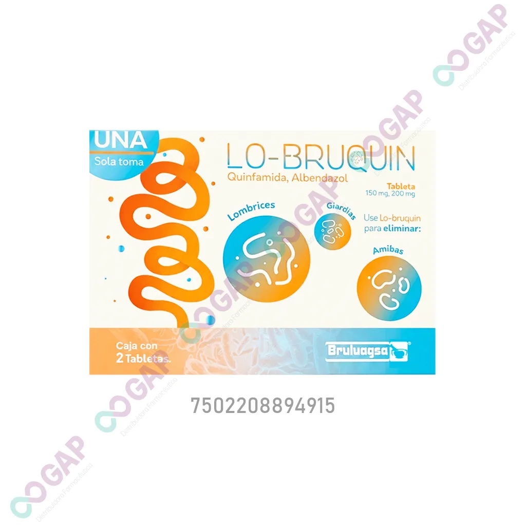 GE QUINFAMIDA/ALBENDAZOL 150MG/200MG C/2 TAB LO-BRUQUIN