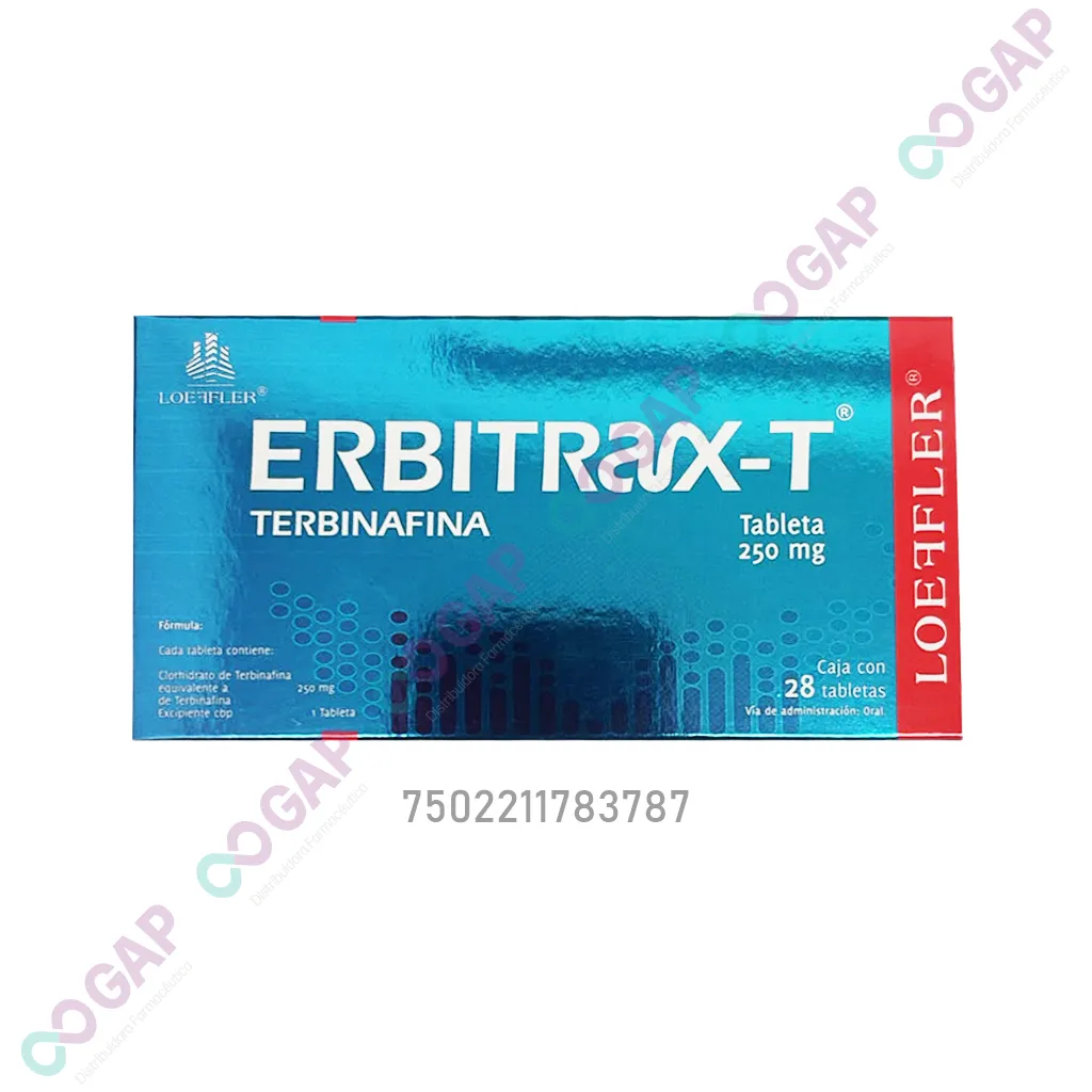 GE TERBINAFINA ERBITRAX-T 250 MG 28 TABLETAS
