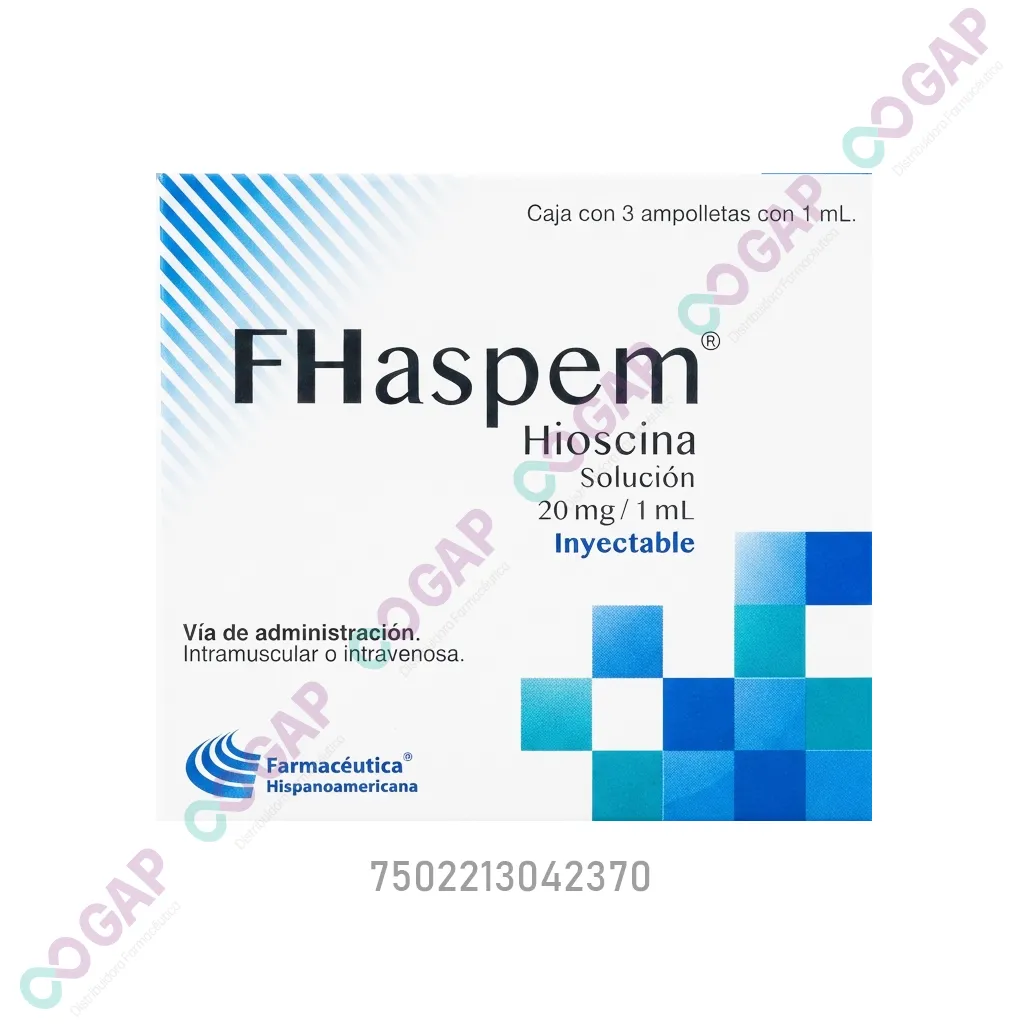 GE HIOSCINA FHASPEM SOL INY 20MG/1ML CAJA C/3 AMP 1 ML