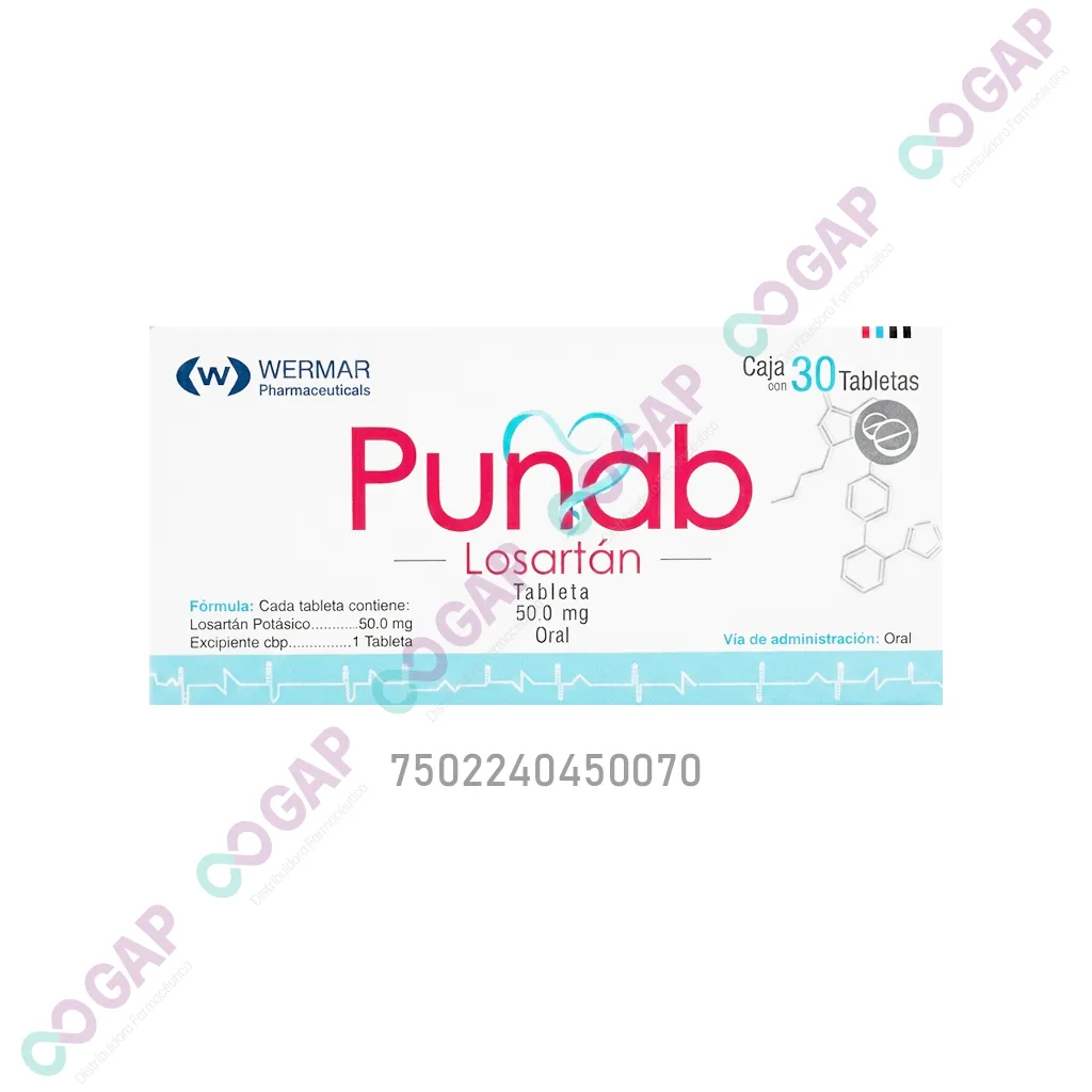 GE LOSARTAN PUNAB 50 MG 30 TABLETAS