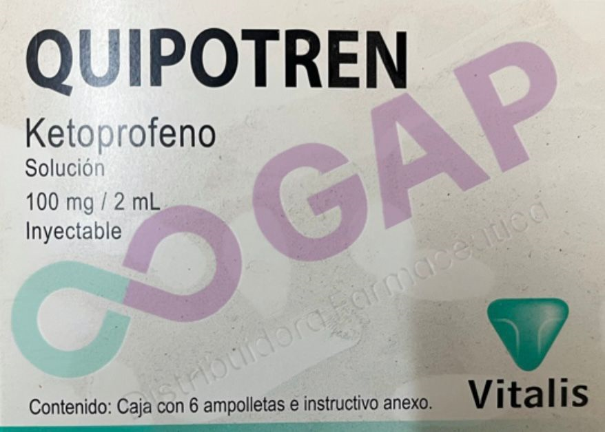 GE KETOPROFENO QUIPOTREN SOL INY 100 MG C/6 AMP 2 ML