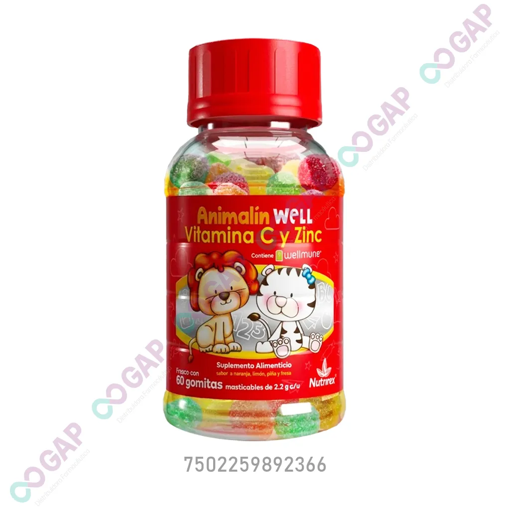 ANIMALIN WELL VITAMINA C Y ZINC FCO 60 GOMITAS