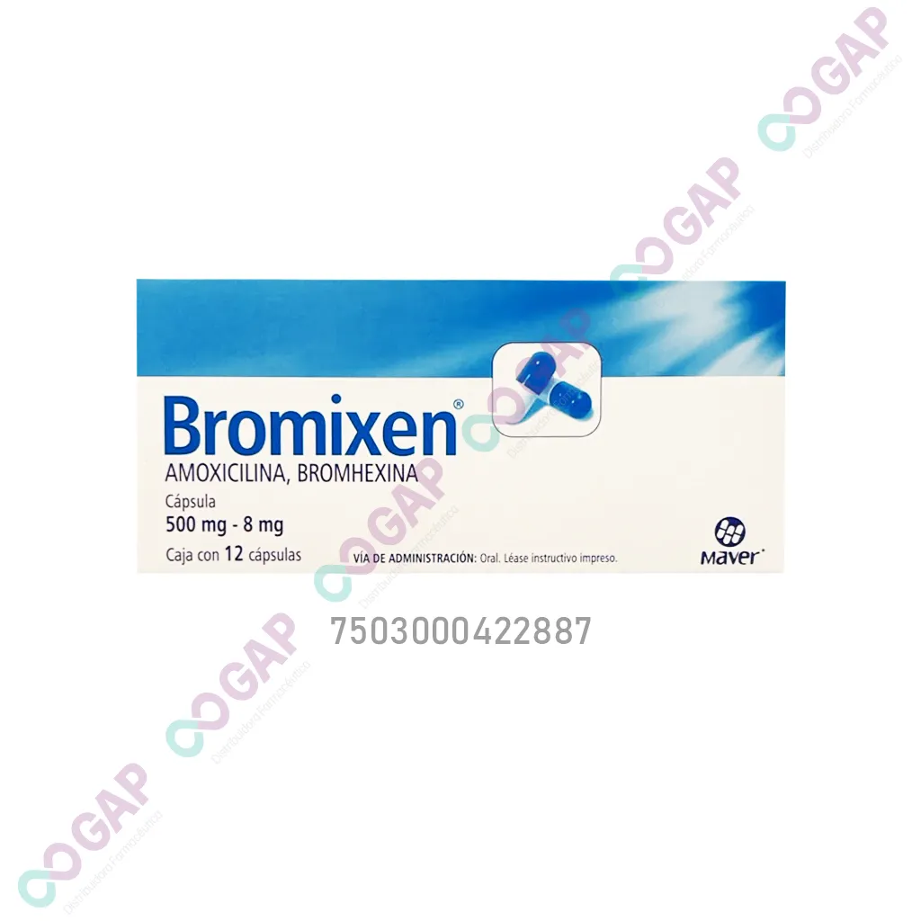 GE AMOXICILINA/BROMHEXINA BROMIXEN 500/8MG 12 CAPSULAS