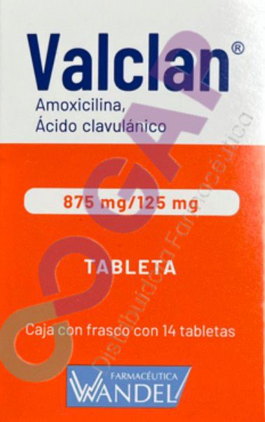 GE AMOXICILINA/AC CLAVULANICO VALCLAN 875/125 MG 14 TABLETAS
