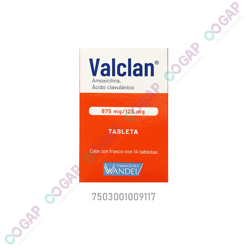 GE AMOXICILINA/AC CLAVULANICO VALCLAN 875/125 MG 14 TABLETAS