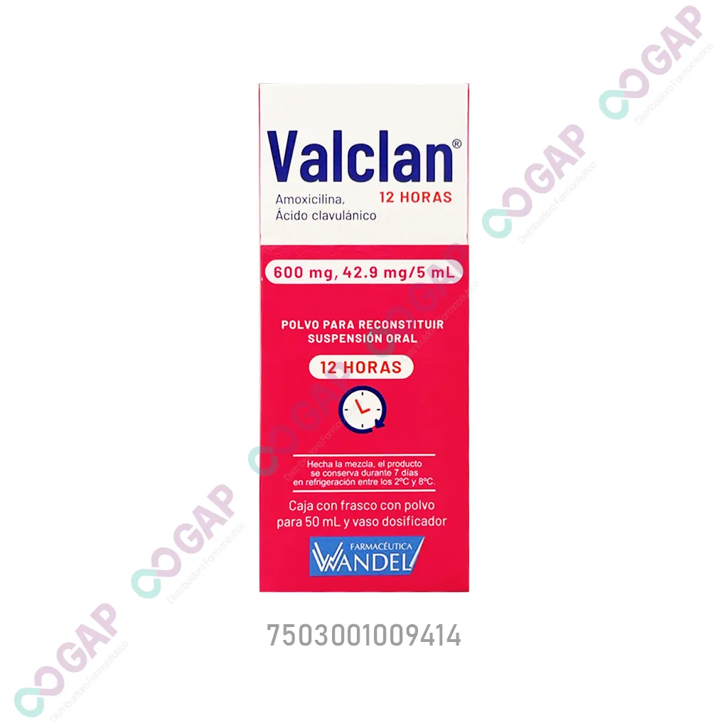 GE AMOXICILINA/AC CLAVULANICO VALCLAN 600/42.9ML/5ML SUSP FCO 50 ML