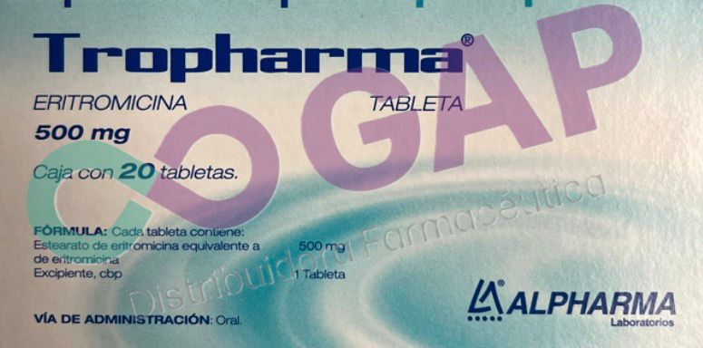 GE ERITROMICINA TROPHARMA 500 MG 20 TABLETAS