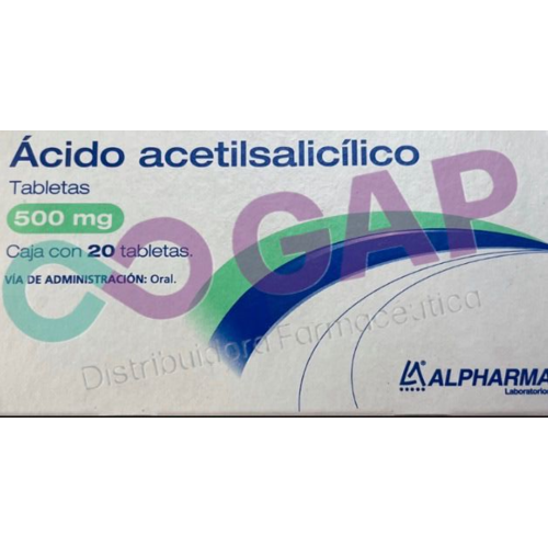 GE ACIDO ACETILSALICILICO ALPHARMA 500 MG 20 TABLETAS