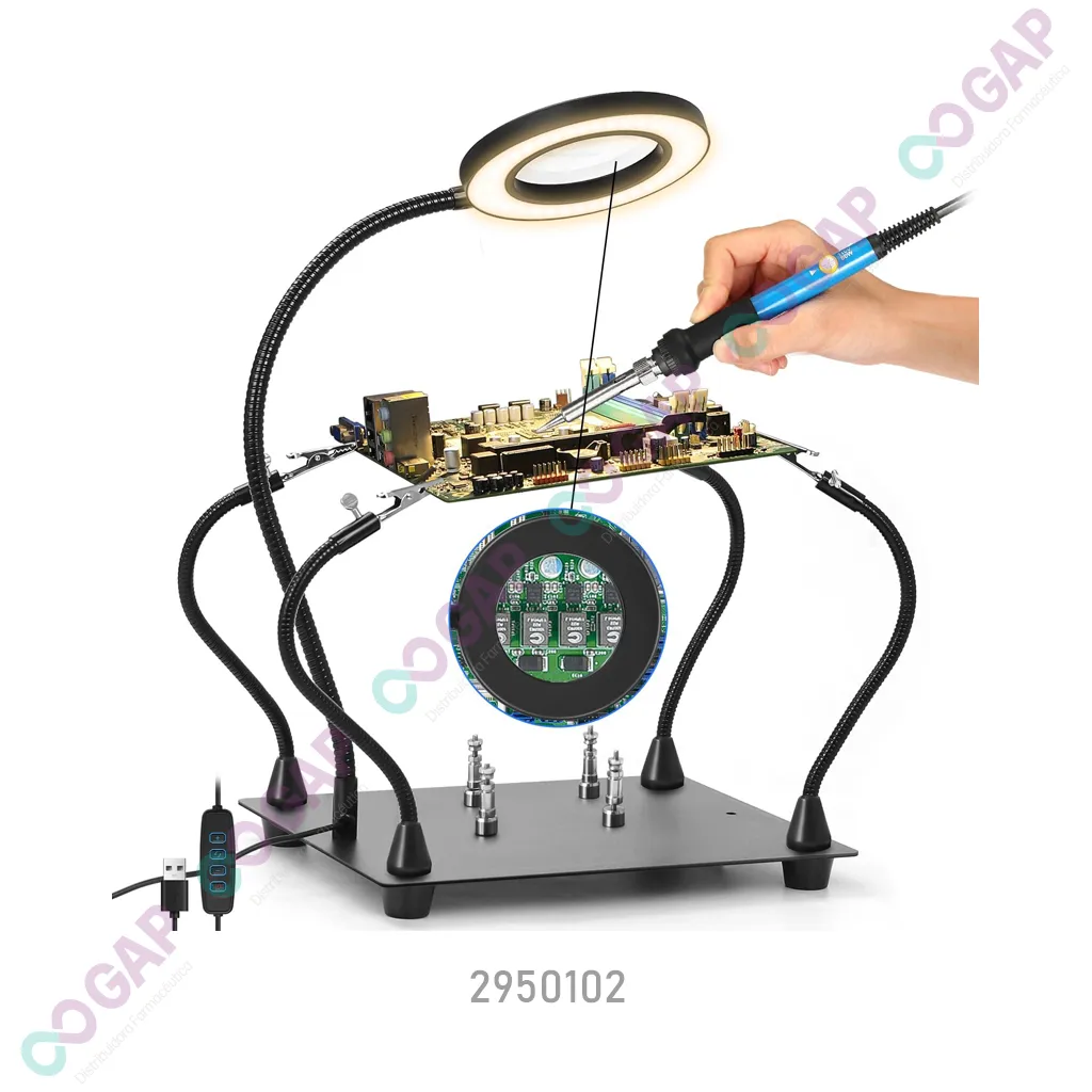 BRAZOS MAGNETICOS PARA SOLDAR SOPORTE PARA PLACA DE CIRCUITO CON LAMPARA
