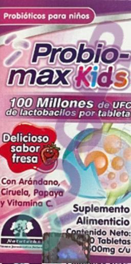 PROBIO-MAX KIDS SABOR FRESA 30 TAB 500 MG C/U
