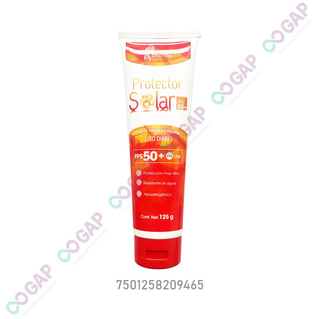 PROTECTOR SOLAR SERRAL FPS 50+ CREMA FACIAL Y CORPORAL 125 G