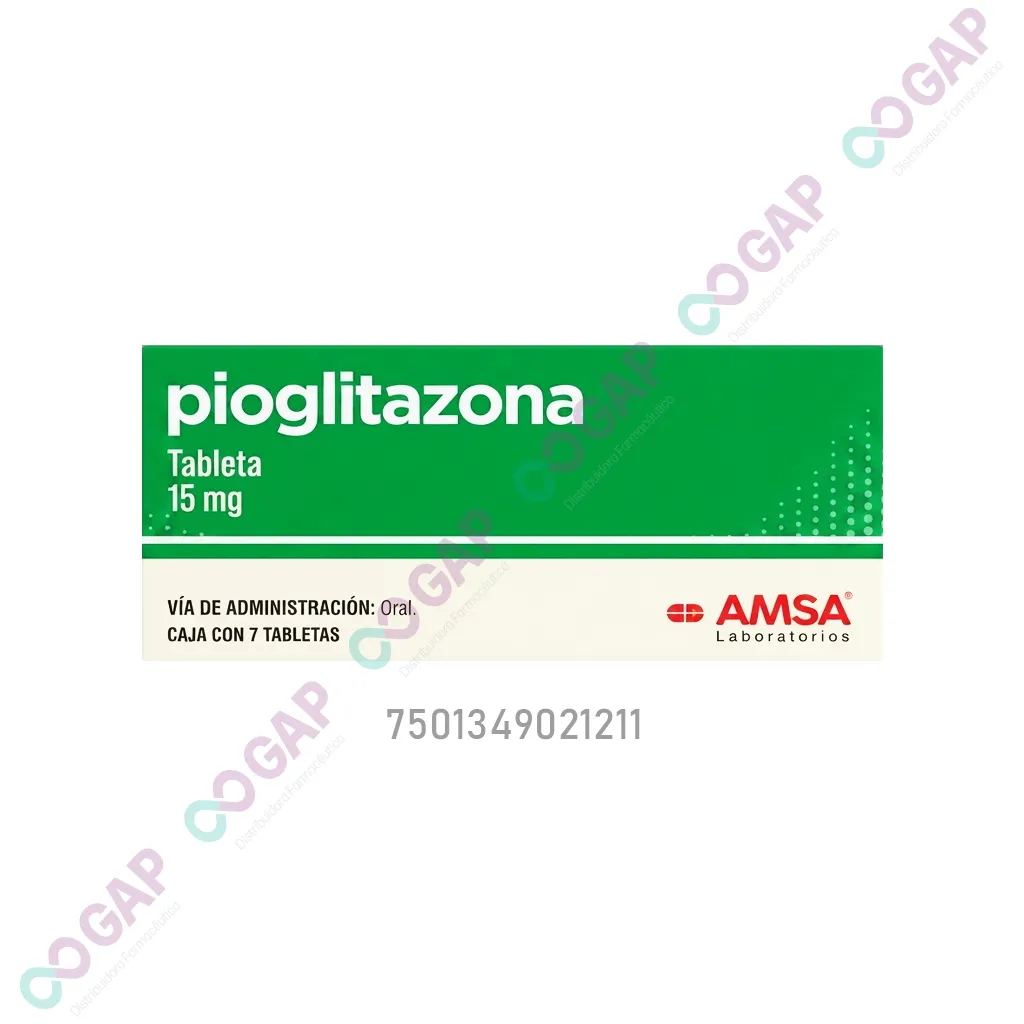 GE PIOGLITAZONA 15 MG C/ 7 TAB AMSA
