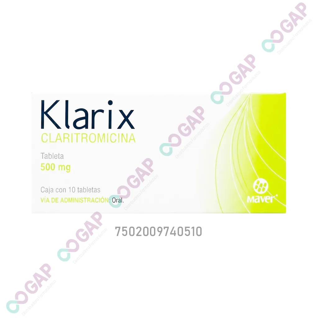 GE CLARITROMICINA KLARIX 500 MG 10 TABLETAS