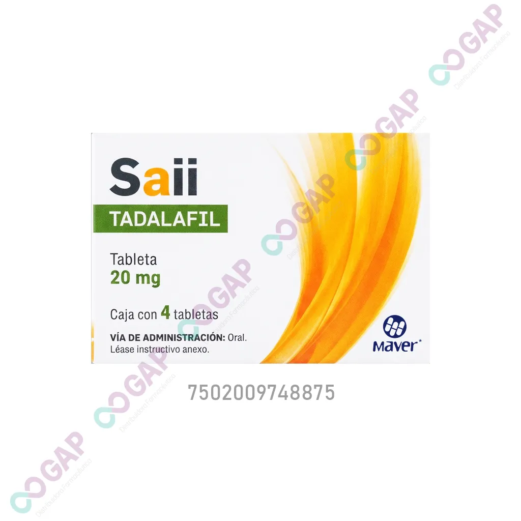 GE TADALAFIL SAII 20 MG 4 TABLETAS