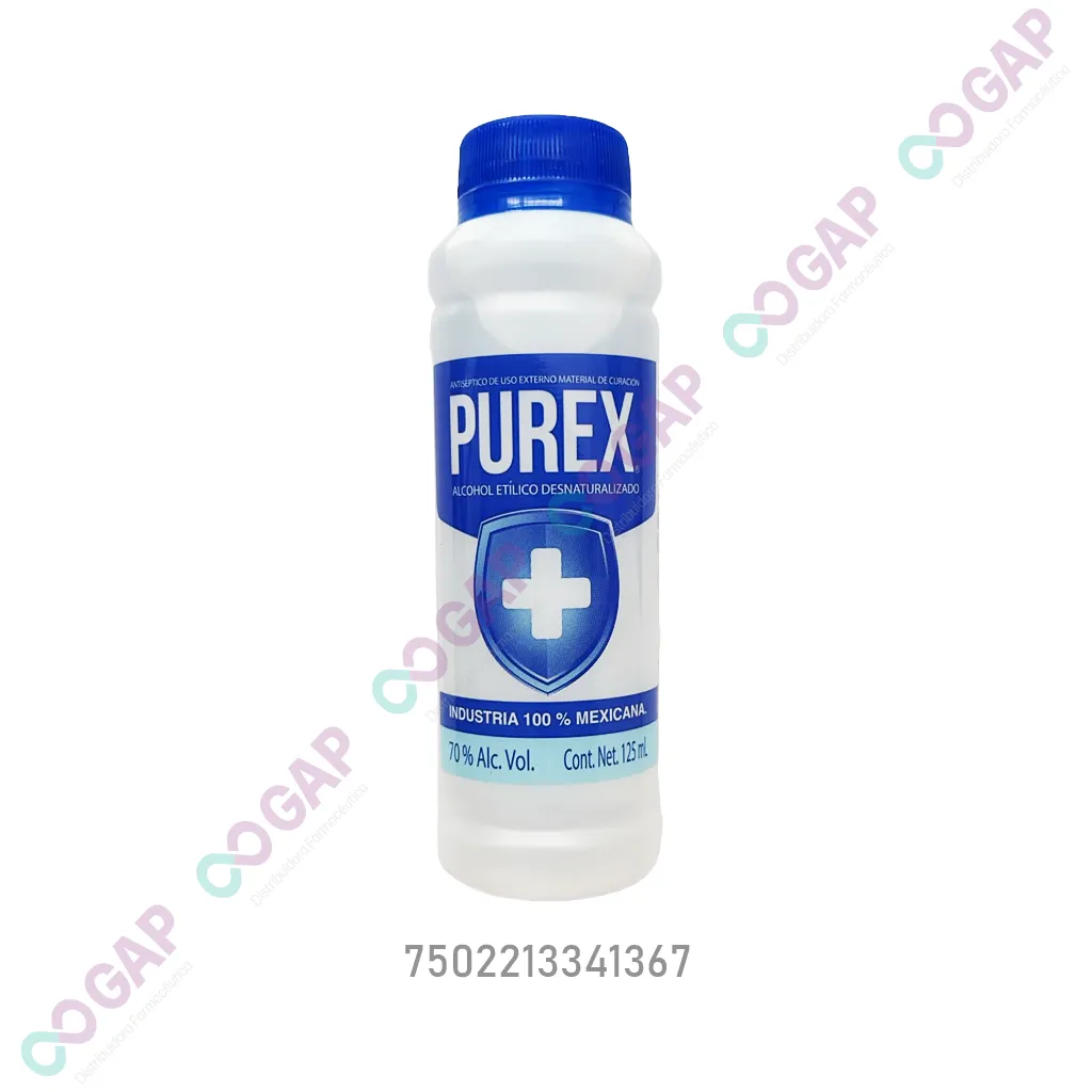 ALCOHOL ETILICO DESNATURALIZADO 70% PUREX FCO 125 ML