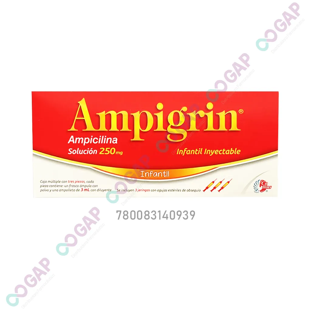 GE AMPIGRIN AMPICILINA SOL INY 250 MG C/3 AMP 3 ML