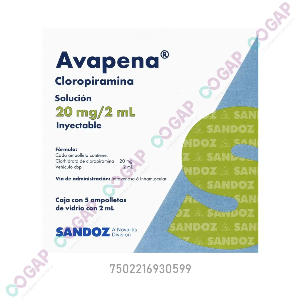 AVAPENA 20MG/2MLSOL INY C/5 AMP