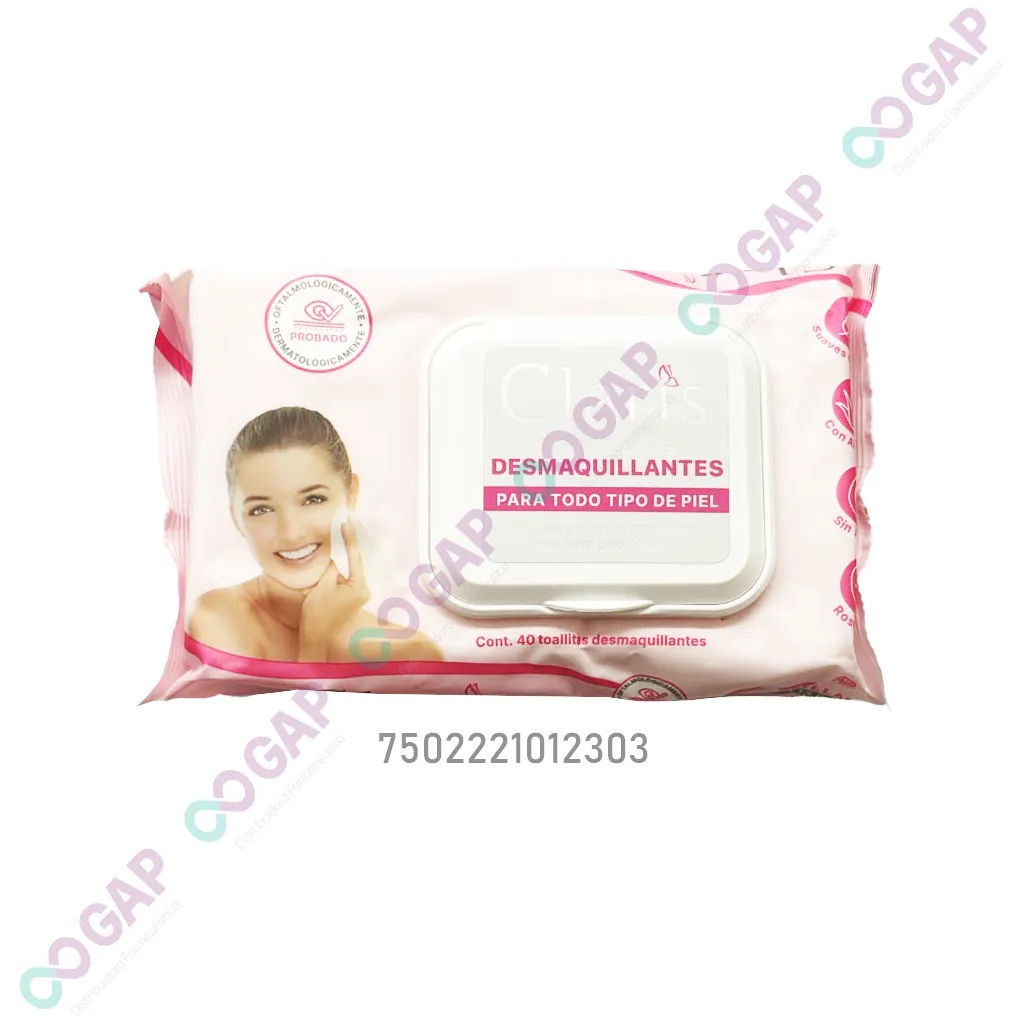TOALLAS DESMAQUILLANTES CLARIS PAQ. C/40 PZAS