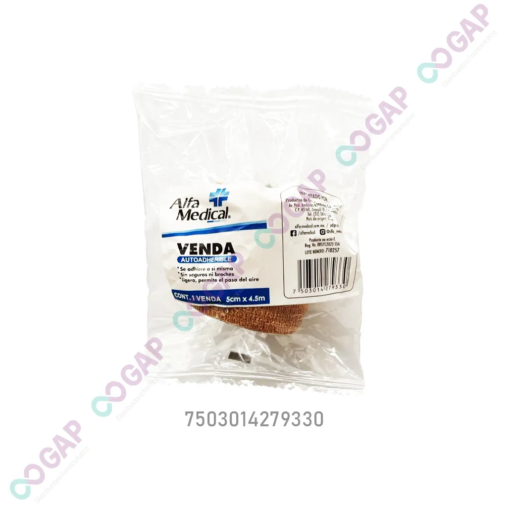 VENDA AUTOADHERIBLE ALFA MEDICAL PIEL 5CMX4.5M1 PZA