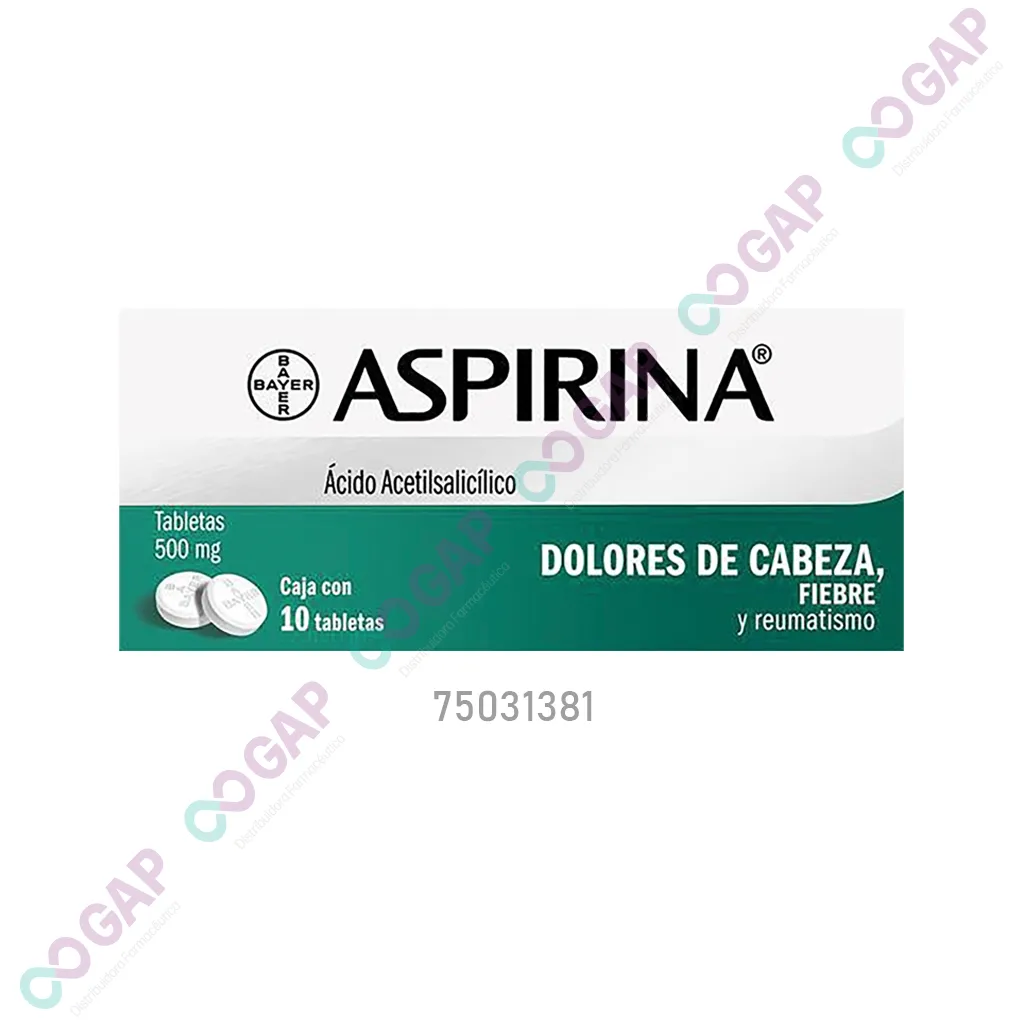 ASPIRINA 500 MG CAJA C/10 TABLETAS