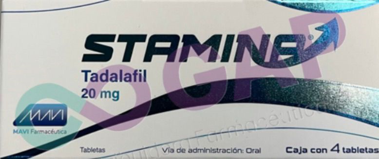 GE TADALAFIL STAMINA 20 MG 4 TABLETAS