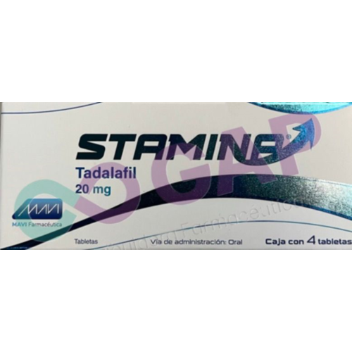 GE TADALAFIL STAMINA 20 MG 4 TABLETAS
