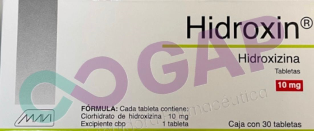 GE HIDROXIZINA HIDROXIN 10 MG 30 TABLETAS