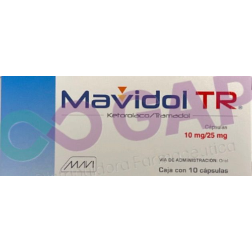 GE KETOROLACO/TRAMADOL MAVIDOL TR 10/25MG 10 CAPSULAS
